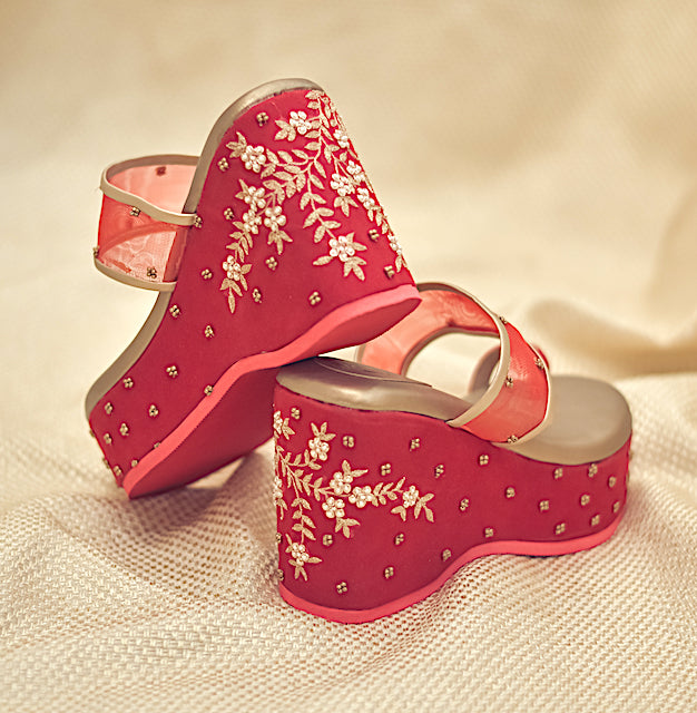 Red wedge heels new arrivals