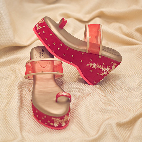 Red 2025 wedge sandals