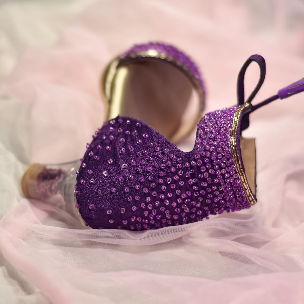 Women's Slippers With Bow And Rhinestones Violet Jolene