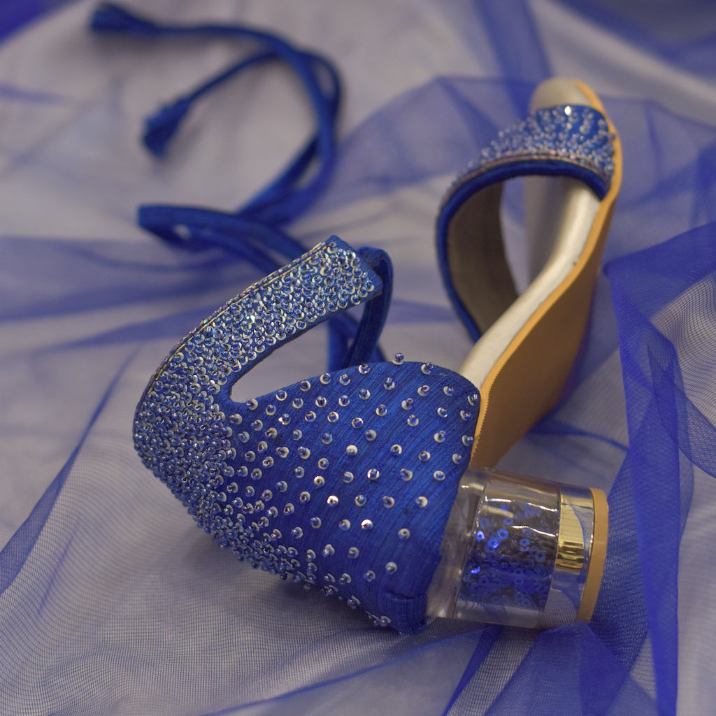 Blue rhinestone 2025 wedding shoes